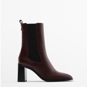 Massimo Dutti - Worn 1 time HIGH-HEEL CHELSEA BOOTS  BURGUNDY RED